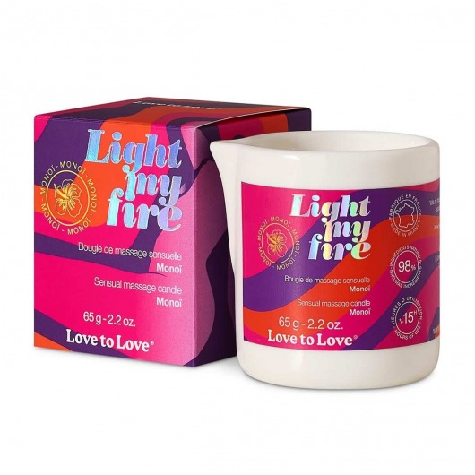 Массажная свеча Light My Fire с ароматом моной - 80 мл. - Love to Love - купить с доставкой в Батайске