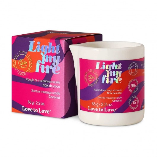 Массажная свеча Light My Fire Coconut с ароматом кокоса - 65 гр. - Love to Love - купить с доставкой в Батайске