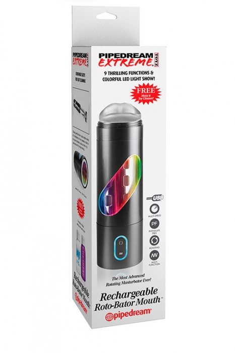 Перезаряжаемый мастурбатор-ротик Extreme Toyz Rechargeable Roto-Bator Mouth - Pipedream - в Батайске купить с доставкой