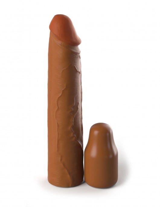 Коричневая насадка на член 2  Silicone X-tension - 20,3 см. - Pipedream - в Батайске купить с доставкой