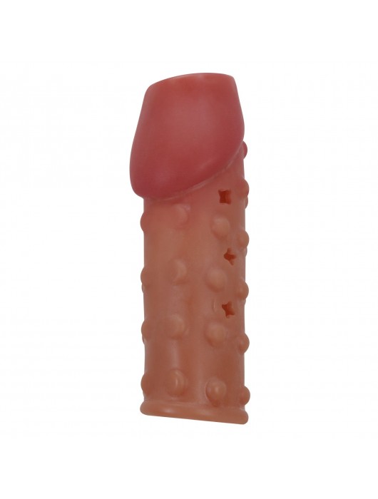 Телесная открытая насадка на пенис с бугорками - 19,8 см. - Baile - в Батайске купить с доставкой
