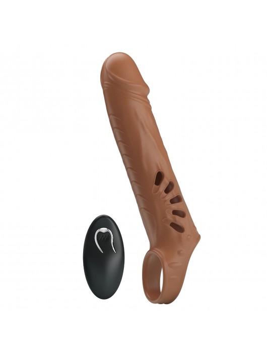 Коричневая вибронасадка с подхватом мошонки и пультом ДУ - Baile - в Батайске купить с доставкой