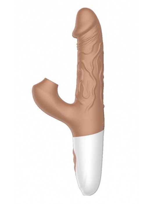 Телесный вибратор-кролик с функцией поступательных движений - 22,5 см. - Secwell