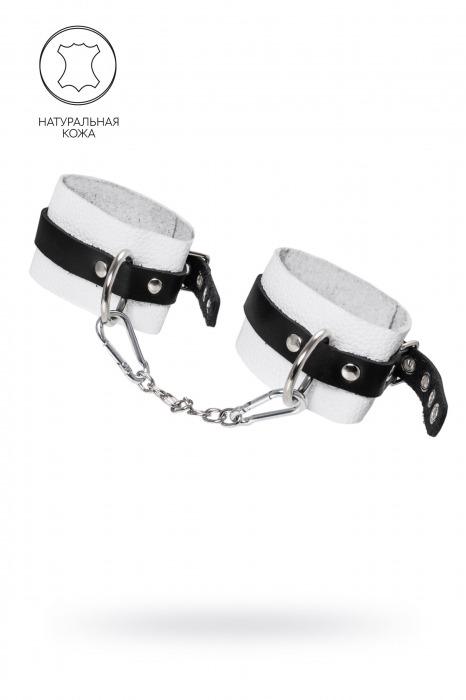 Бело-черные мягкие оковы с одним ремешком и люверсами - Pecado - купить с доставкой в Батайске