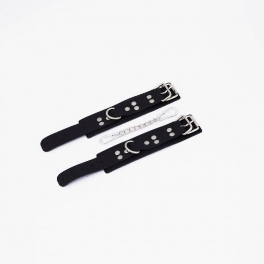 Черные кожаные наручники с регулируемыми ремешками - Crazy Handmade - купить с доставкой в Батайске