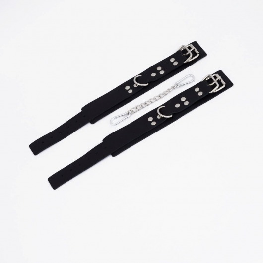 Черные кожаные оковы с регулируемыми ремешками - Crazy Handmade - купить с доставкой в Батайске