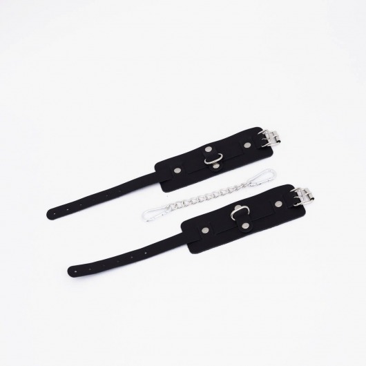 Черные кожаные оковы с хромированной фурнитурой - Crazy Handmade - купить с доставкой в Батайске