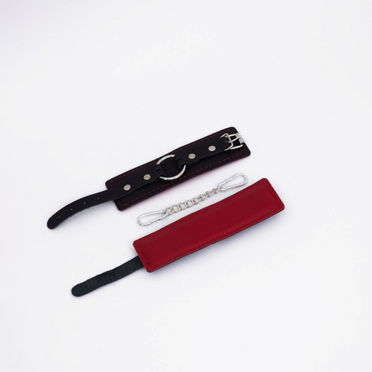Черно-красные кожаные наручники - Crazy Handmade - купить с доставкой в Батайске