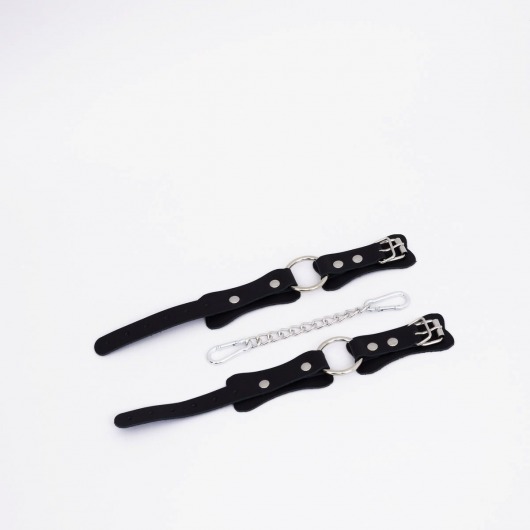 Черные кожаные оковы с кольцом - Crazy Handmade - купить с доставкой в Батайске