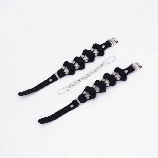 Черные кожаные оковы из звеньев - Crazy Handmade - купить с доставкой в Батайске