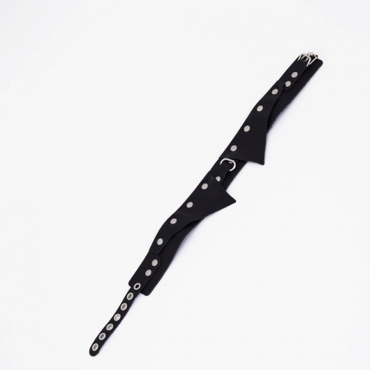 Черный однослойный кожаный ошейник с имитацией воротничка - Crazy Handmade - купить с доставкой в Батайске