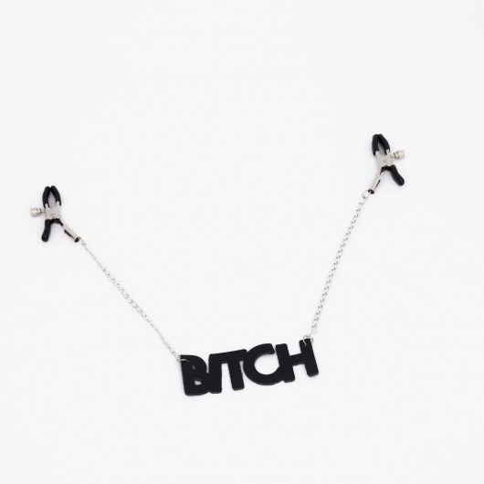 Зажимы на соски с кожаной подвеской Bitch - Crazy Handmade - купить с доставкой в Батайске