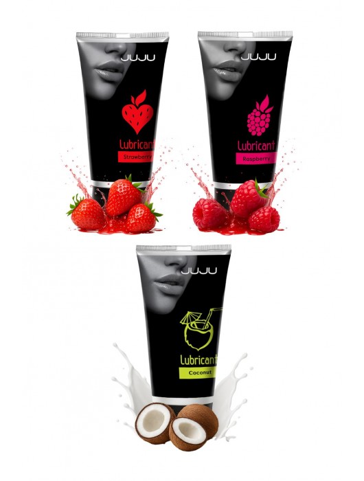 Набор из 3 съедобных лубрикантов JUJU (клубника, малина, кокос) - JuJu - купить с доставкой в Батайске
