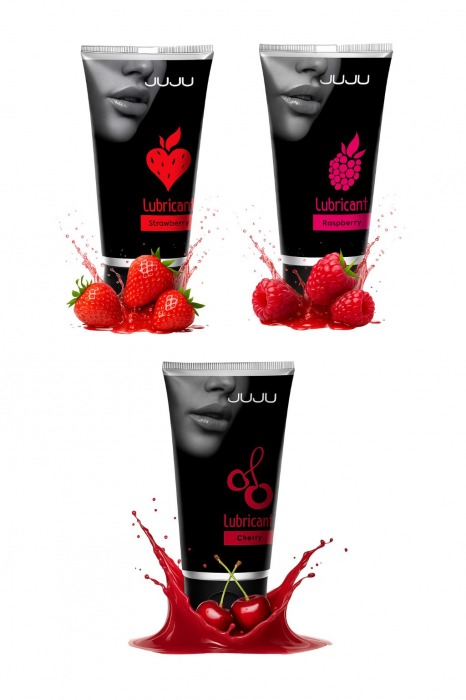 Набор из 3 съедобных лубрикантов JUJU (клубника, малина, вишня) - JuJu - купить с доставкой в Батайске