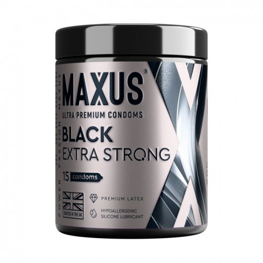 Черные утолщенные презервативы MAXUS Extra Strong с железным кейсом - 15 шт. - Maxus - купить с доставкой в Батайске