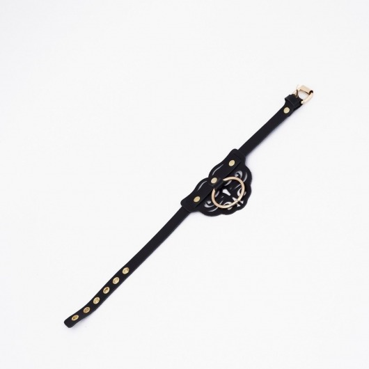 Черный чокер с клепками и золотистой фурнитурой - Crazy Handmade - купить с доставкой в Батайске