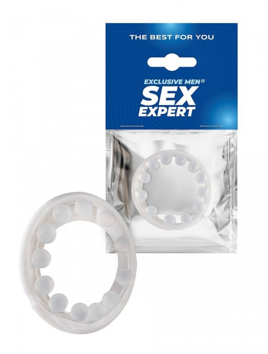 Эрекционное кольцо со стимулирующими шариками на поверхности - Sex Expert - в Батайске купить с доставкой