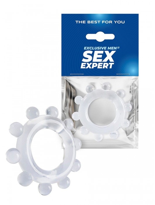 Прозрачное эрекционное кольцо со стимулирующими шариками - Sex Expert - в Батайске купить с доставкой