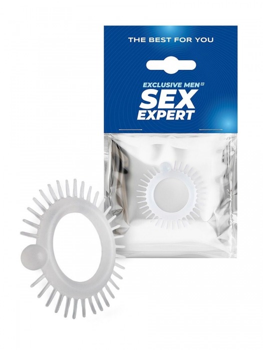 Эластичное эрекционное кольцо с шипиками и шариком - Sex Expert - в Батайске купить с доставкой