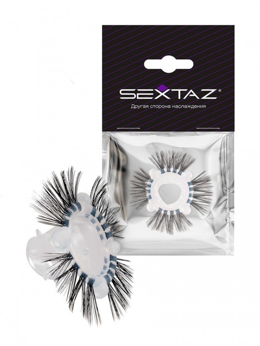 Эластичное эрекционное кольцо с черными «ресничками» - Sextaz - в Батайске купить с доставкой