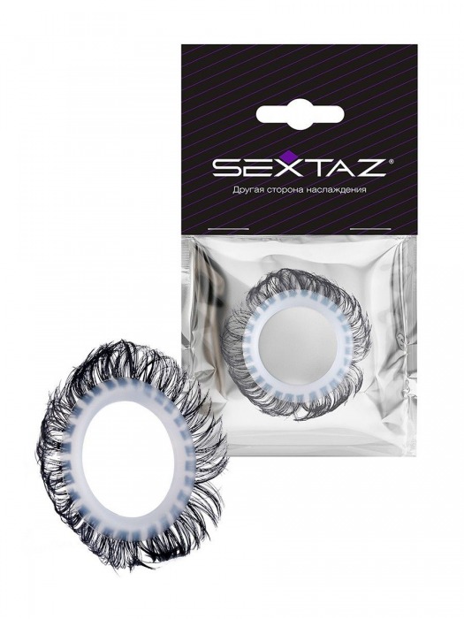 Эластичное эрекционное колечко с черными «ресничками» - Sextaz - в Батайске купить с доставкой