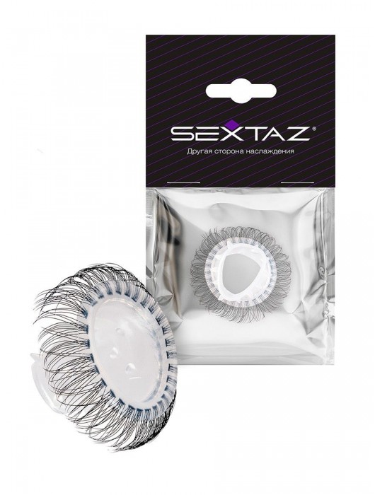 Эластичное эрекционное кольцо с длинными черными «ресничками» - Sextaz - в Батайске купить с доставкой
