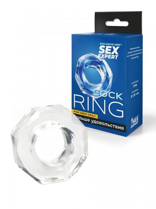 Прозрачное эрекционное кольцо в форме гайки - Sex Expert - в Батайске купить с доставкой