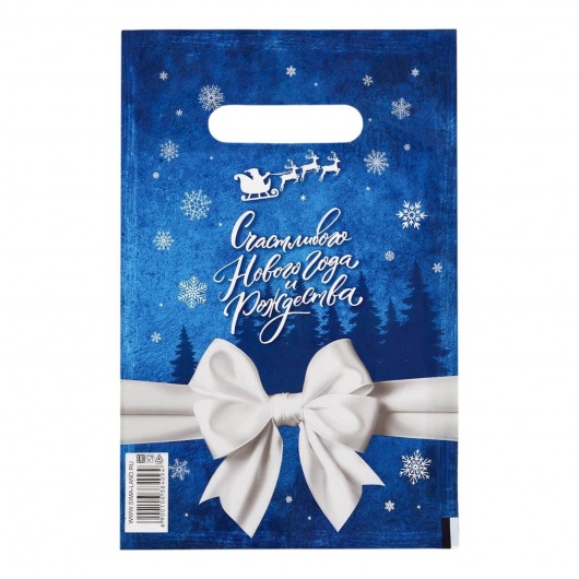 Сине-белый подарочный новогодний пакет с вырубной ручкой (20х30 см) - Сима-Ленд - купить с доставкой в Батайске