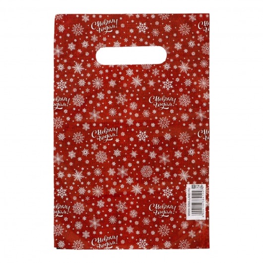 Красный подарочный новогодний пакет с вырубной ручкой (20х30 см) - Сима-Ленд - купить с доставкой в Батайске