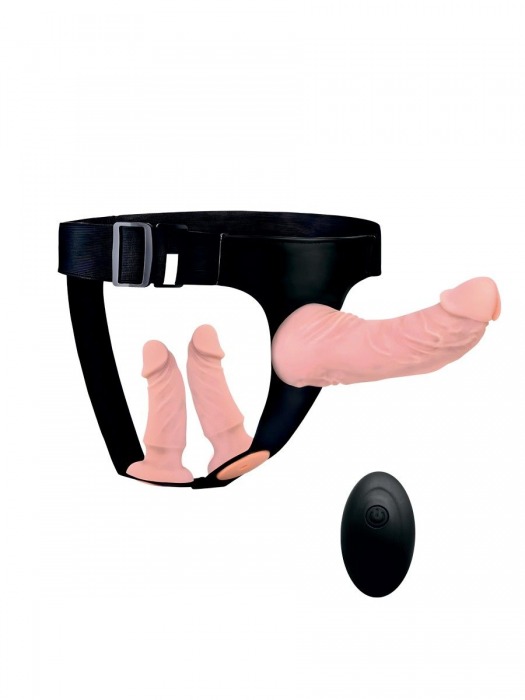 Женский страпон с 3 насадками и вибрацией - Erowoman-Eroman - купить с доставкой в Батайске