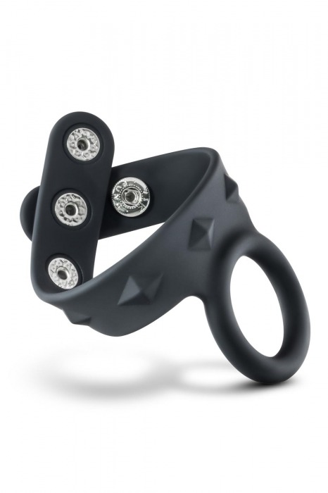 Черное эрекционное кольцо с подхватом мошонки на кнопках VS6 - Blush Novelties - в Батайске купить с доставкой