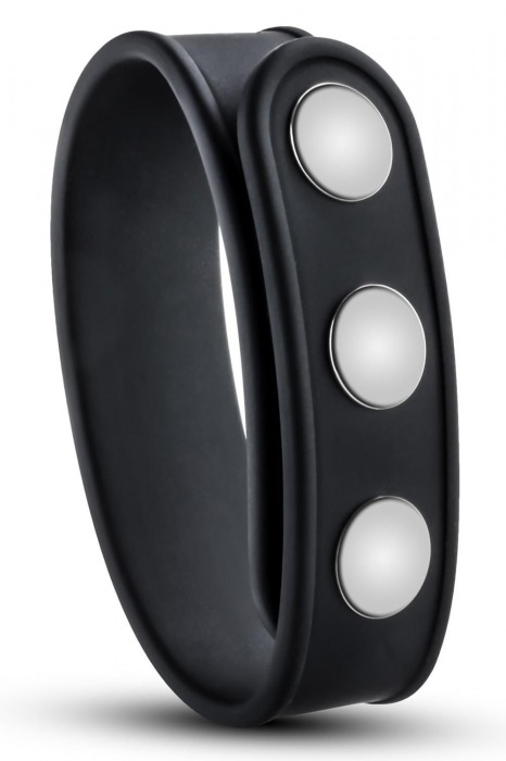 Черное эрекционное кольцо на кнопках - Blush Novelties - в Батайске купить с доставкой