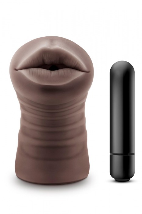 Коричневый мастурбатор-ротик Krystal Vibrating Masturbator - Blush Novelties - в Батайске купить с доставкой