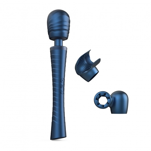 Синий вибромассажёр с насадками Man.wand Edgy - Manwan - в Батайске купить с доставкой
