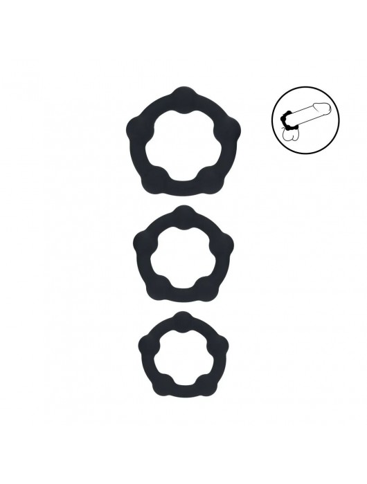 Набор из 3 эрекционных колец Beaded Silicone Cockring Set - Shots Media BV - в Батайске купить с доставкой