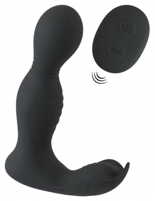 Черная анальная пробка с вибрацией, вращением и пультом ДУ RC Butt Plug with 2 Functions - Orion - в Батайске купить с доставкой