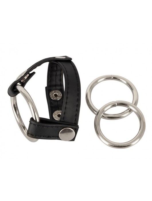 Подхват для мошонки с 3 съемными эрекционными кольцами Leder-Riemen - Orion - в Батайске купить с доставкой