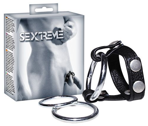 Подхват для мошонки с 3 съемными эрекционными кольцами Leder-Riemen - Orion - в Батайске купить с доставкой