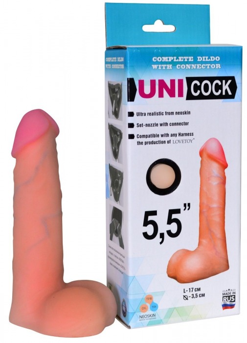Фаллическая насадка Харнесс UNICOCK 5,5  - 17 см. - LOVETOY (А-Полимер) - купить с доставкой в Батайске