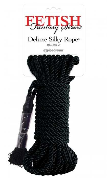 Черная веревка для фиксации Deluxe Silky Rope - 9,75 м. - Pipedream - купить с доставкой в Батайске