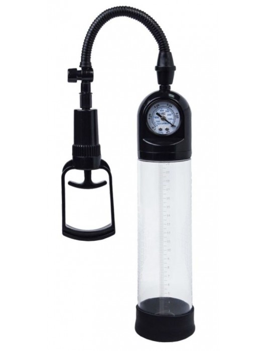 Чёрная вакуумная помпа A-toys с манометром и прозрачной колбой - A-toys - в Батайске купить с доставкой