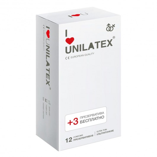 Ультратонкие презервативы Unilatex Ultra Thin - 12 шт. + 3 шт. в подарок - Unilatex - купить с доставкой в Батайске
