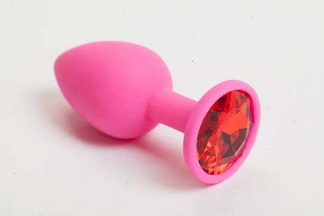 Розовая анальная пробка с красным кристаллом - 9,5 см. - 4sexdreaM - купить с доставкой в Батайске