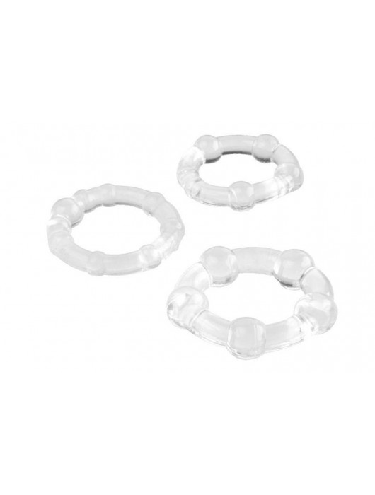 Набор из 3 прозрачных эрекционных колец с разным рельефом - A-toys - в Батайске купить с доставкой