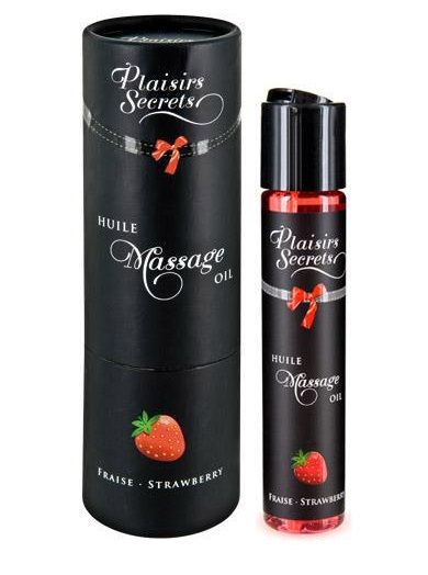 Массажное масло с ароматом клубники Huile de Massage Gourmande Fraise des Bois - 59 мл. - Plaisir Secret - купить с доставкой в Батайске