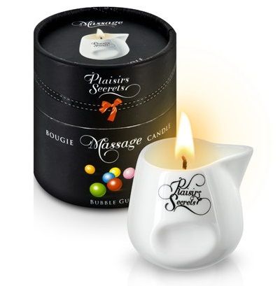 Массажная свеча с ароматом бубль-гума Bougie de Massage Gourmande Bubble Gum - 80 мл. - Plaisir Secret - купить с доставкой в Батайске