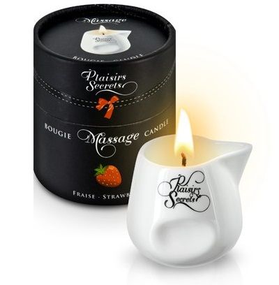 Массажная свеча с ароматом клубники Bougie de Massage Gourmande Fraise - 80 мл. - Plaisir Secret - купить с доставкой в Батайске