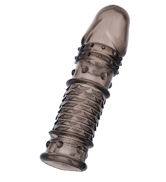 Дымчатая закрытая насадка ToyFa XLover с чешуйками и пупырышками - 13,5 см. - ToyFa - в Батайске купить с доставкой