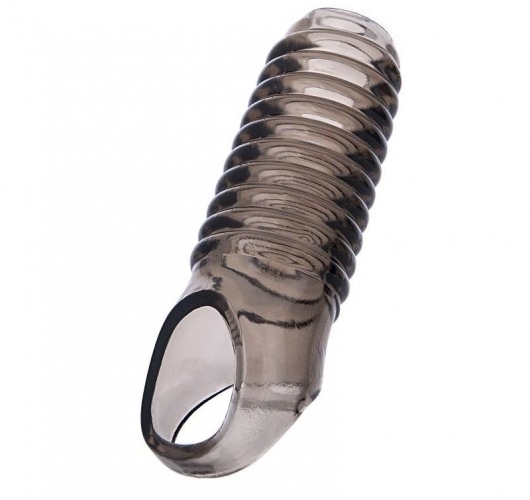 Дымчатая насадка с рёбрышками и подхватом мошонки ToyFa XLover - 12,5 см. - ToyFa - в Батайске купить с доставкой