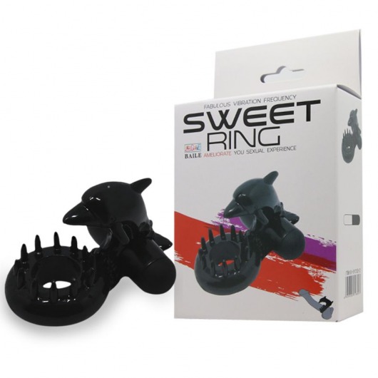 Чёрное эрекционное виброкольцо Sweet Ring с дельфинчиком - Baile - в Батайске купить с доставкой